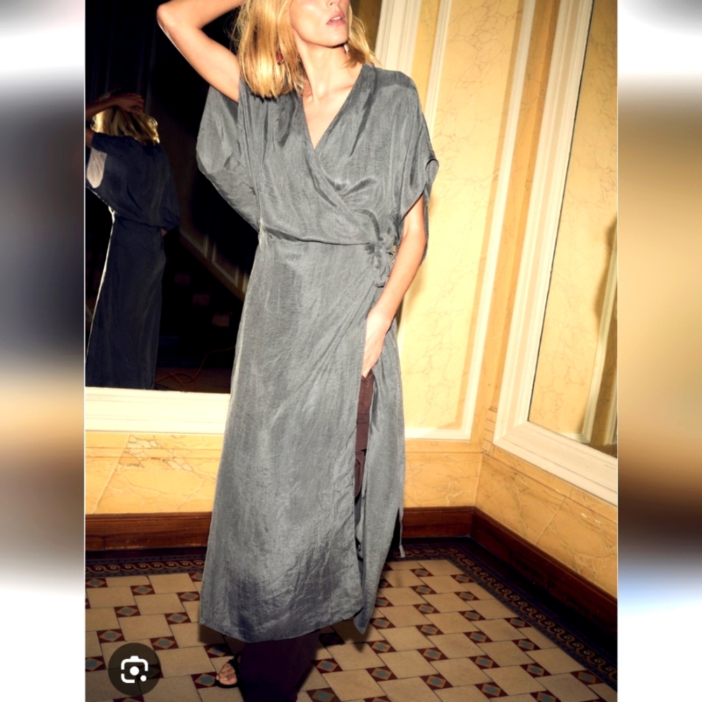 Zara Gray Wrap Dress Size M